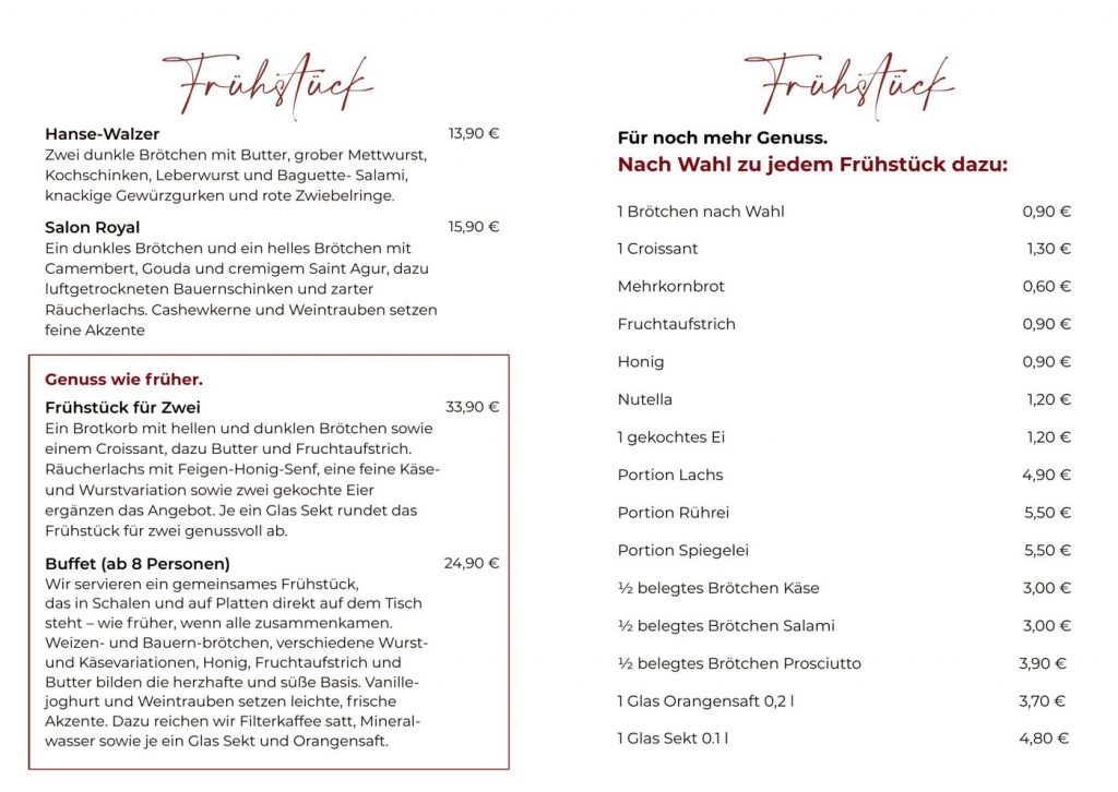 Speisekarte Kaffeehaus Stralsund, Seite 4